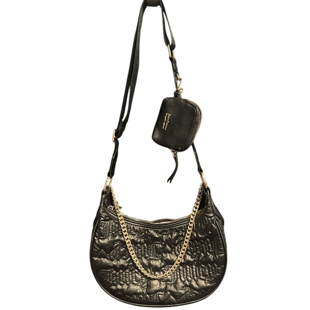 Juicy Couture Black Crossbody Bag with Gold chain and coin purse Y2K saddle